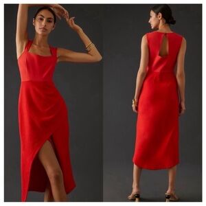Anthropologie Maeve Red Midi Dress size 6